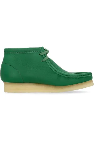Clarks Sko, Herre, Grøn, 37 EU, Læder, Grøn læder Wallabee støvle Mokkasin stil