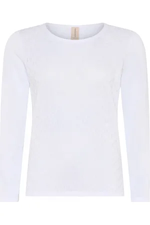 Skovhuus Strik, Dame, Hvid, 2XL, Bomuld, Feminin O-Neck Pullover Bluse Hvid