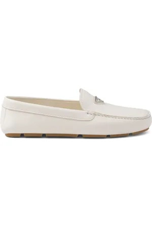 Prada Sko, Herre, Hvid, 45 EU, Læder, Hvide læder loafers