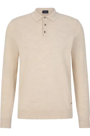 JOOP! Strik, Herre, , L, Uld, Lys uld sweater polo stil