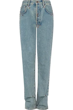 Moschino Jeans, Dame, Blå, XS, Bomuld, Luksus Straight-Leg Jeans