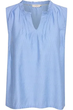 Cream Top, Dame, Blå, 2XL, Uld, Blå Ruffle Top Crliselin Bluse