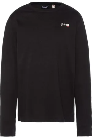 Schott NYC Top, Herre, Sort, S, Bomuld, Sort Logo Bomuld T-shirt