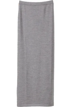 Moschino Nederdel, Dame, Grå, XS, Uld, Merino Wool Lang Nederdel Grå