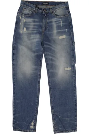 SALVATORE SANTORO Jeans, Herre, Blå, W32, Bomuld, Revnet bomuld jeans