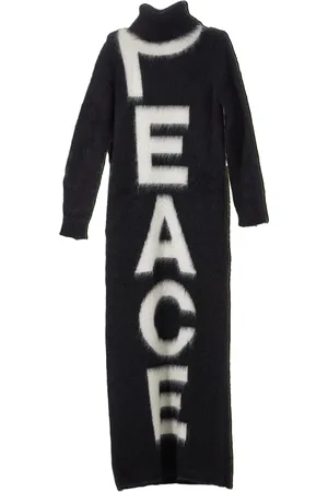 Moschino Kjole, Dame, Sort, M, Lang Strik Kjole med Peace Intarsia