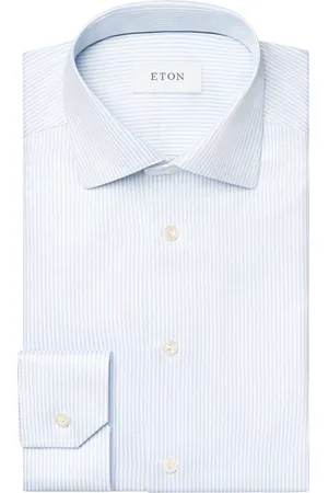 Eton Skjorte, Herre, Hvid, XL, Bomuld, Stribet bomuldsskjorte, moderne pasform