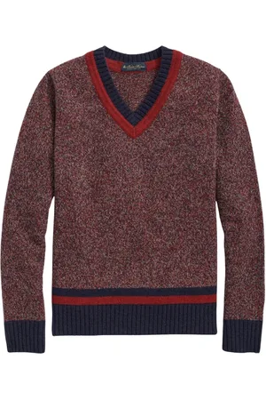 Brooks Brothers Strik, Herre, Flerfarvet, L, Uld, Mønstret Uld V-hals Sweater