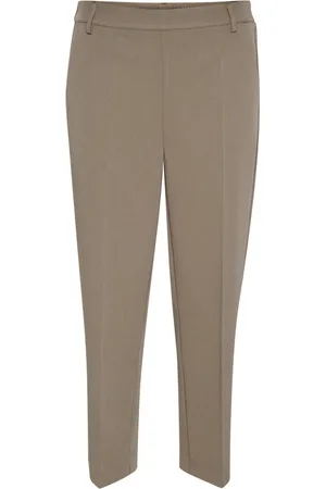 Kaffe Bukser, Dame, , 3XL, Uld, Moderne Cropped Bukser Major Brown