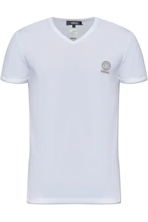 VERSACE Top, Herre, Hvid, 2XL, Bomuld, T-shirt med logo