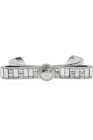VERSACE Tilbehør, Dame, Grå, S, Uld, Armbånd med skinnende krystaller