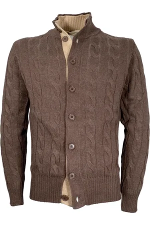 CASHMERE COMPANY Strik, Herre, Brun, XL, Uld, Brun Cashmere og Uld Cardigan
