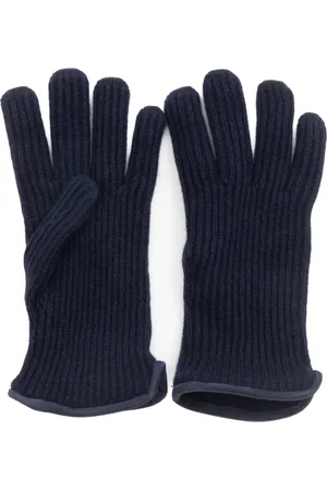 Restelli Guanti Tilbehør, unisex, Blå, 8 1/2 IN, Læder, Kashmirhandsker med Nappadetaljer