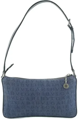 Bvlgari Pre-owned, Dame, Blå, ONE SIZE, Uld, Pre-owned Canvas skuldertasker