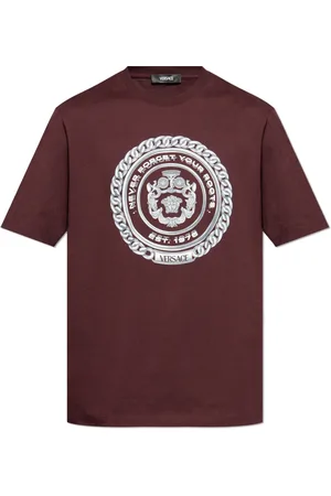 VERSACE Top, Herre, Rød, 2XL, Bomuld, T-shirt med trykt logo