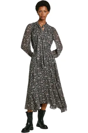 Pepe Jeans Kjole, Dame, Flerfarvet, S, Blomstret højhalset lang kjole