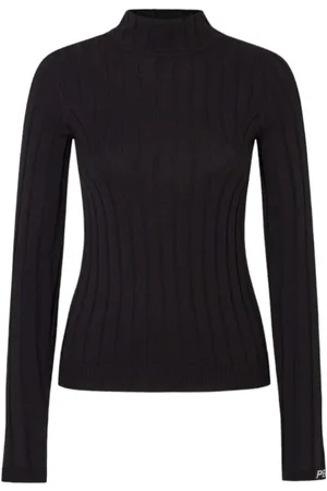 Pepe Jeans Strik, Dame, Blå, S, Bomuld, Sort Ribbet Bomuld Uld Sweater