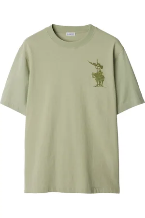 Burberry Top, Herre, Grøn, S, Bomuld, Grøn T-shirt med Equestrian Knight Design
