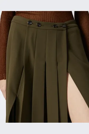 Pinko Nederdel, Dame, Grøn, XS, Polyester, Utility Workwear Lang Nederdel med Dobbelt Slids