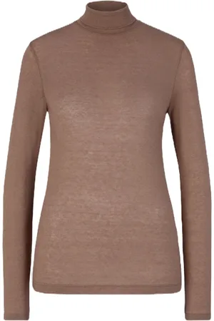 Windsor Strik, Dame, Brun, S, Brun Rollneck Skjorte med Slim Fit