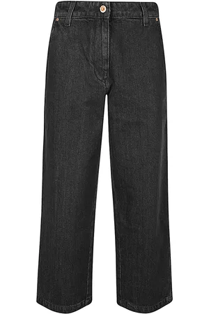 Aspesi Jeans, Dame, Sort, W26, Denim, Bred Ben Denim Jeans med knap og lynlås lukning