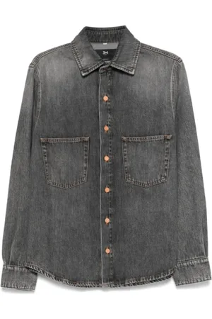3x1 Bluser & Skjorter, Dame, Grå, XS, Denim, Grå Denim Skjorte med Lommer