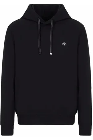 Emporio Armani Sweathshirts & Hoodies, Herre, Sort, S, Bomuld, Hoodie med logo patch