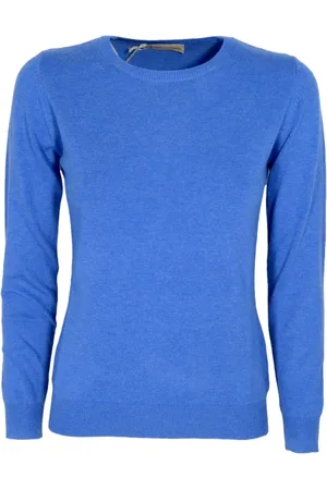 CASHMERE COMPANY Strik, Dame, Blå, S, Cashmere, Blå Slim Fit Cashmere Sweater Produceret i Italien