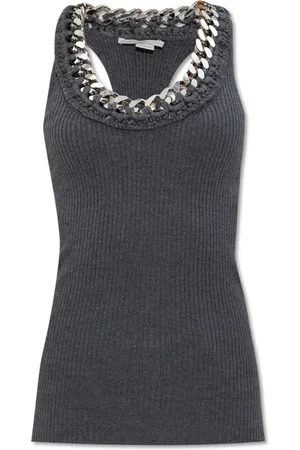 Stella McCartney Top, Dame, Grå, S, Uld, Top med dekorativ kæde