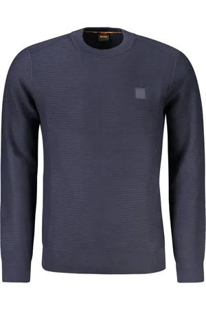 HUGO BOSS Strik, Herre, Blå, S, Blå Herre Langærmet Sweater