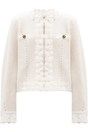 Twin-Set Strik, Dame, Hvid, M, Uld, Hæklet uldblandet cardigan
