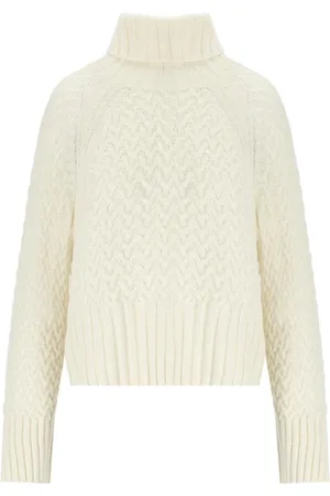 Barbour Strik, Dame, Hvid, L, Uld, Ecru Turtleneck Uld Blend Jumper