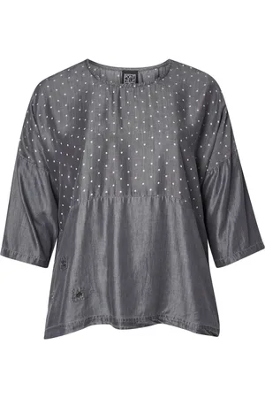 Pont Neuf Bluser & Skjorter, Dame, Grå, L, Uld, Elegant Lauren Bluse med 3/4 Ærmer