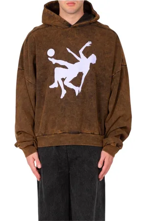 Liberal Youth Ministry Sweathshirts & Hoodies, Herre, Brun, M, Uld, Vintage Vasket Hoodie i Polar Sort