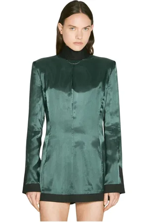 Maison Margiela Jakke, Dame, Grøn, S, Satin, Satin Finish Blazer Kjole