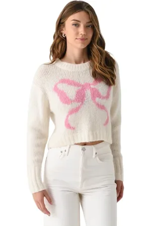 LOVESHACKFANCY Strik, Dame, Hvid, S, Uld, Bue Design Alpaca-Uld Pullover Sweater