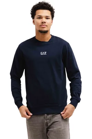 Emporio Armani Sweathshirts & Hoodies, Herre, Blå, XS, Bomuld, Klassisk Navy Sweater til Mænd