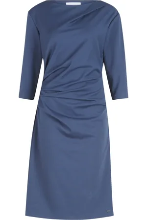 Betty & Co Kjole, Dame, Blå, 2XL, Uld, Elegant Jerseykjole med 3/4 Ærmer