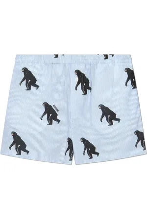 Moschino Shorts, Herre, Blå, XL, Bomuld, Dyretryk Shorts