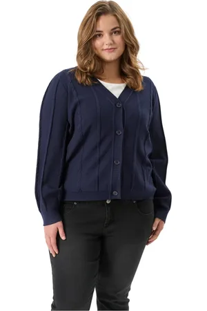 ADIA Strik, Dame, Blå, M, Polyester, Klassisk Rikka Cardigan Navy Blå