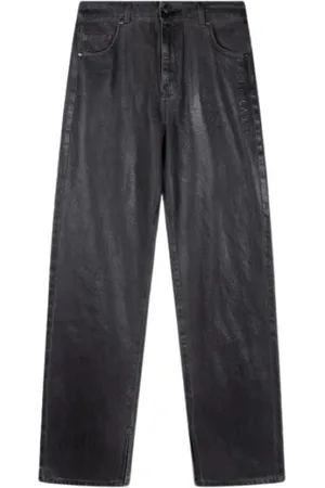 Alix the label Jeans, Dame, Sort, S, Denim, Coated Denim Bukser med Flatterende Pasform