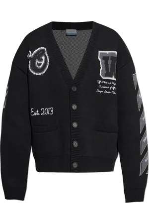 OFF-WHITE Strik, Herre, Sort, XL, Uld, Uld Cardigan med Logo
