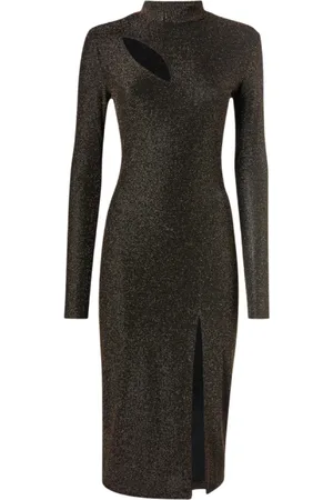 Roberto Cavalli Kjole, Dame, Brun, M, Uld, Elegant lurex kjole - Guld