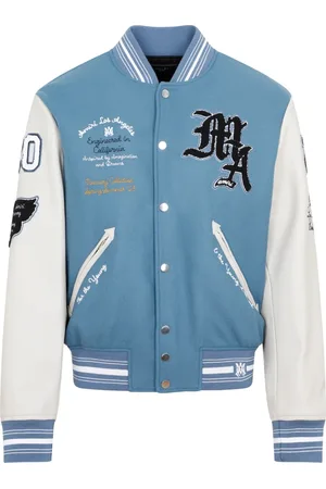 AMIRI Jakke, Herre, Blå, XL, Uld, Blåfin Oversize Varsity Jakke