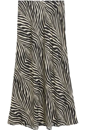 By Malene Birger Nederdel, Dame, Sort, S, Polyester, Zebra A-Line Midi Nederdel Boshan