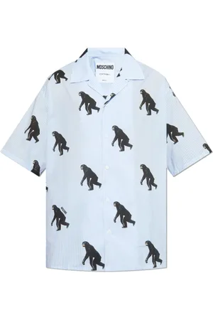 Moschino Skjorte, Herre, Blå, L, Bomuld, Dyretryk skjorte