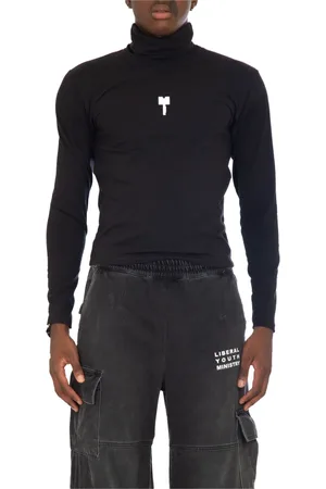 Liberal Youth Ministry Top, Herre, Sort, M, Uld, Sort Turtleneck Langærmet Tee