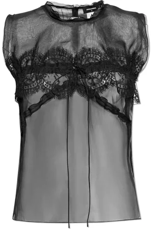 Dsquared2 Top, Dame, Sort, XS, Ærmeløs silketop