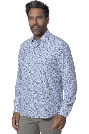 Orian Skjorte, Herre, Blå, 2XL, Hvid skjorte med blå prikker