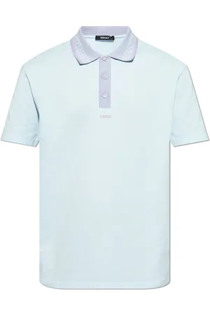 VERSACE Top, Herre, Blå, XL, Bomuld, Bomuldspolo